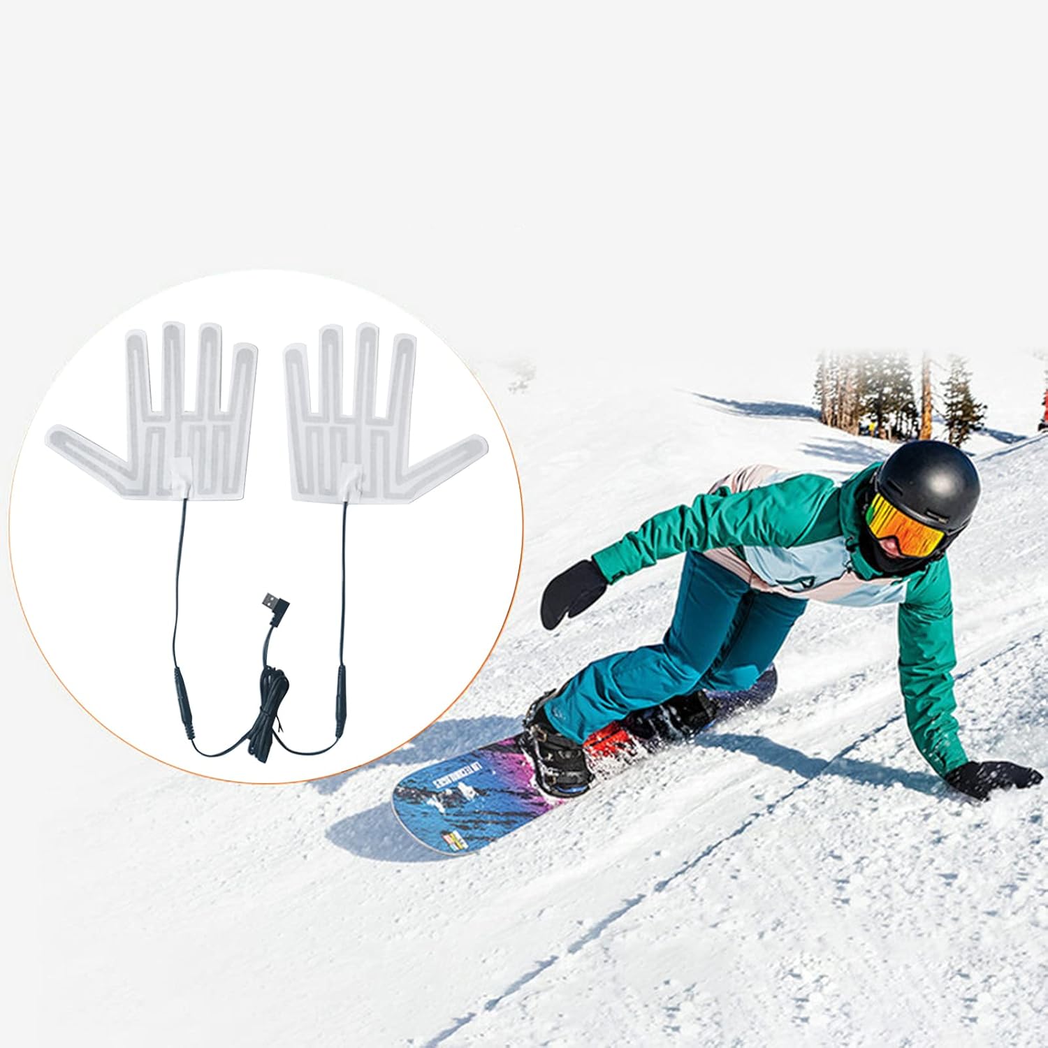Almohadilla de guante calentada por USB, guantes de invierno cálidos de 5 dedos, almohadilla de calefacción eléctrica, película de calentamiento