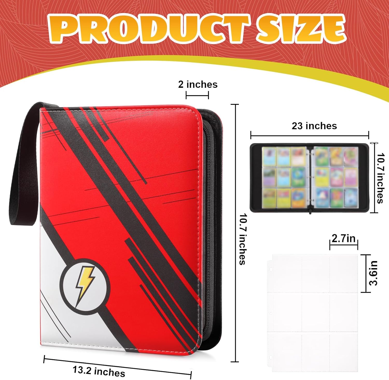 GOPOKIU Carpeta de tarjetas con 9 bolsillos con 3 anillos en D, 900 bolsillos con capacidad para 50 fundas extraíbles, carpeta de colección de