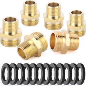 GASHER Conector de manguera de jardín de tubo de latón de 6 piezas, adaptador de manguera, rosca macho GHT de 34 pulgadas x conector de rosca macho GASHER Conector de manguera de jardín de tubo de latón de 6 piezas, adaptador de manguera, rosca macho GHT de 34 pulgadas x conector de rosca macho