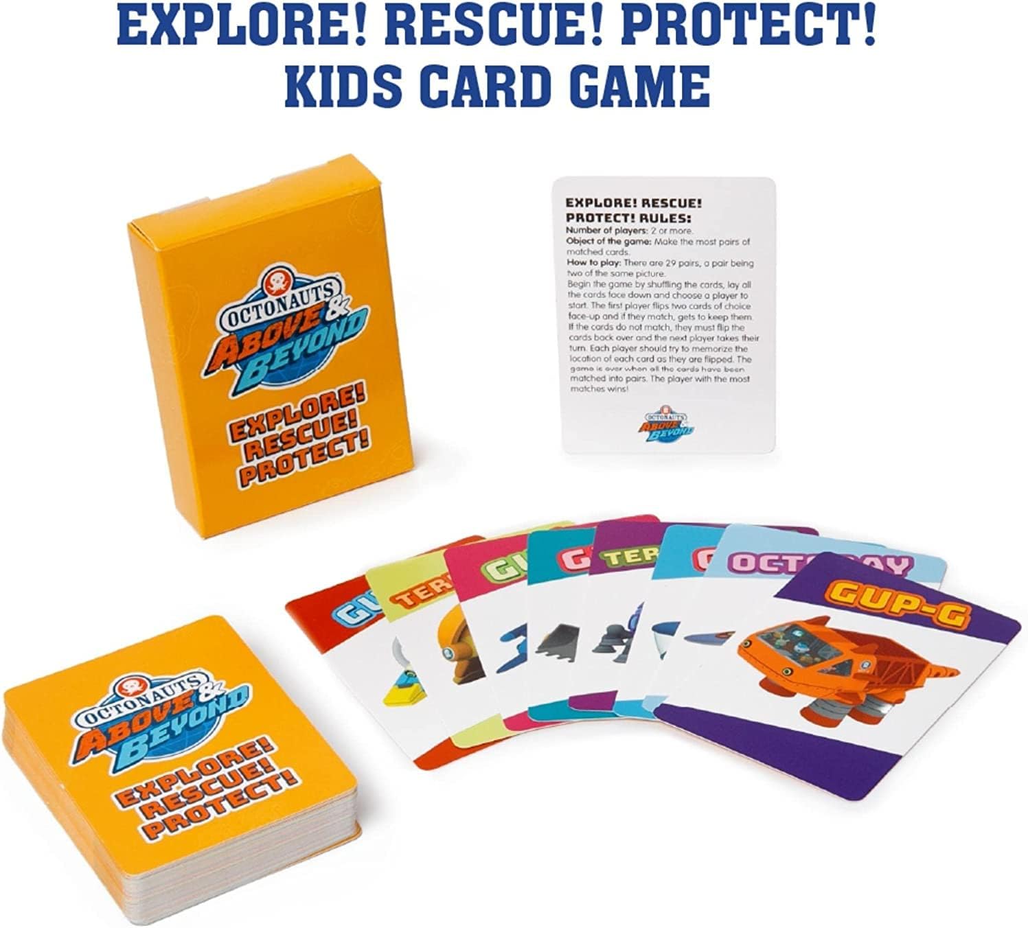 Octonauts – Juegos de cartas clásicos y tarjetas flash para niños, incluye tres juegos, letras del alfabeto y numéricas, juego de memoria, Go Fish &