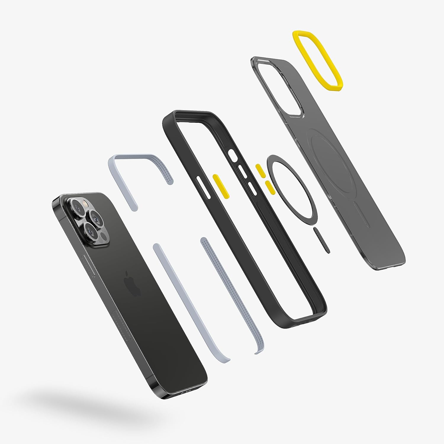 FLOLAB Surtect Tri-Fusion – Funda magnética para iPhone 14 Pro Max, diseño delgado, compatible con Magsafe, marco negro de grado militar, placa