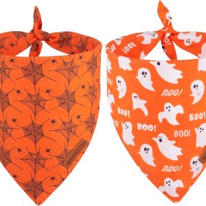 ADOGGYGO Bandana de Halloween para perro, bufanda de perro con diseño de fantasma de telaraña, tela duradera de alta calidad, bandanas de Halloween ADOGGYGO Bandana de Halloween para perro, bufanda de perro con diseño de fantasma de telaraña, tela duradera de alta calidad, bandanas de Halloween