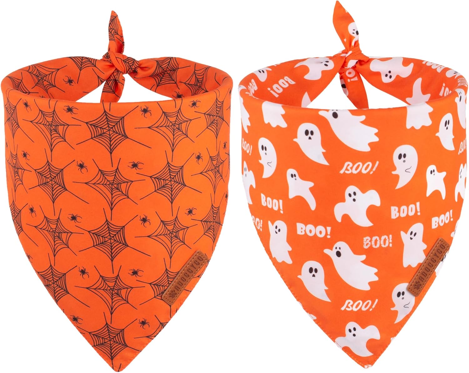 ADOGGYGO Bandana de Halloween para perro, bufanda de perro con diseño de fantasma de telaraña, tela duradera de alta calidad, bandanas de Halloween