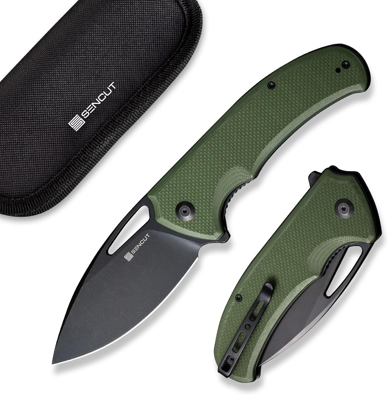 SENCUT Phantara – Cuchillo de bolsillo para hombre, cuchillo abatible para EDC, cuchillos plegables con hoja de 3.7 pulgadas, mango G10 con bloqueo