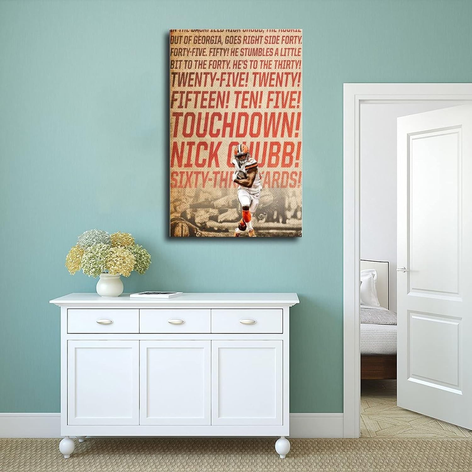 Póster de Nick Chubb de lona deportiva, 5 pósteres de lienzo para decoración de pared, pinturas para sala de estar, dormitorio, sin marco, 16 x 24