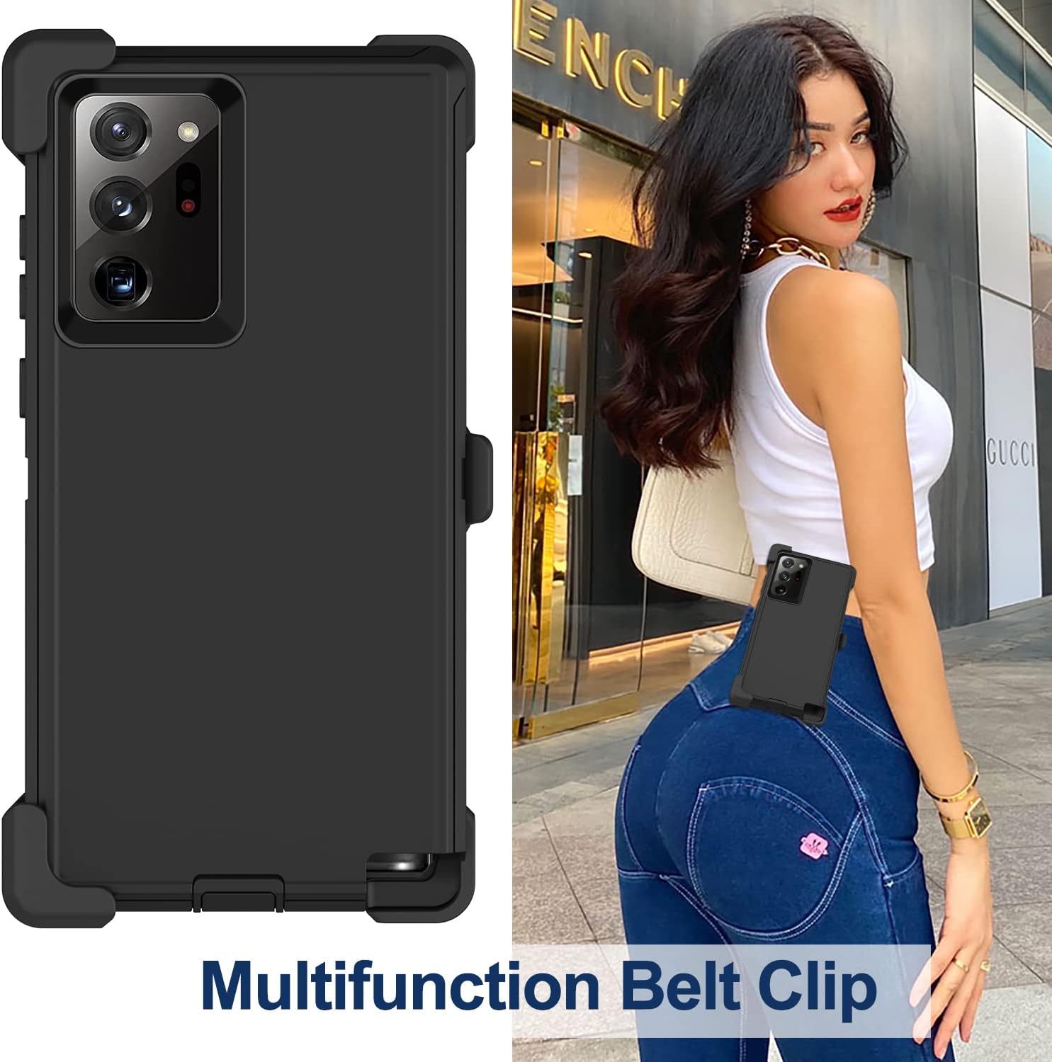 Funda para Galaxy Note 20 Ultra con funda de clip para cinturón, 2 protectores de pantalla, grado militar, cuerpo completo, resistente, a prueba de