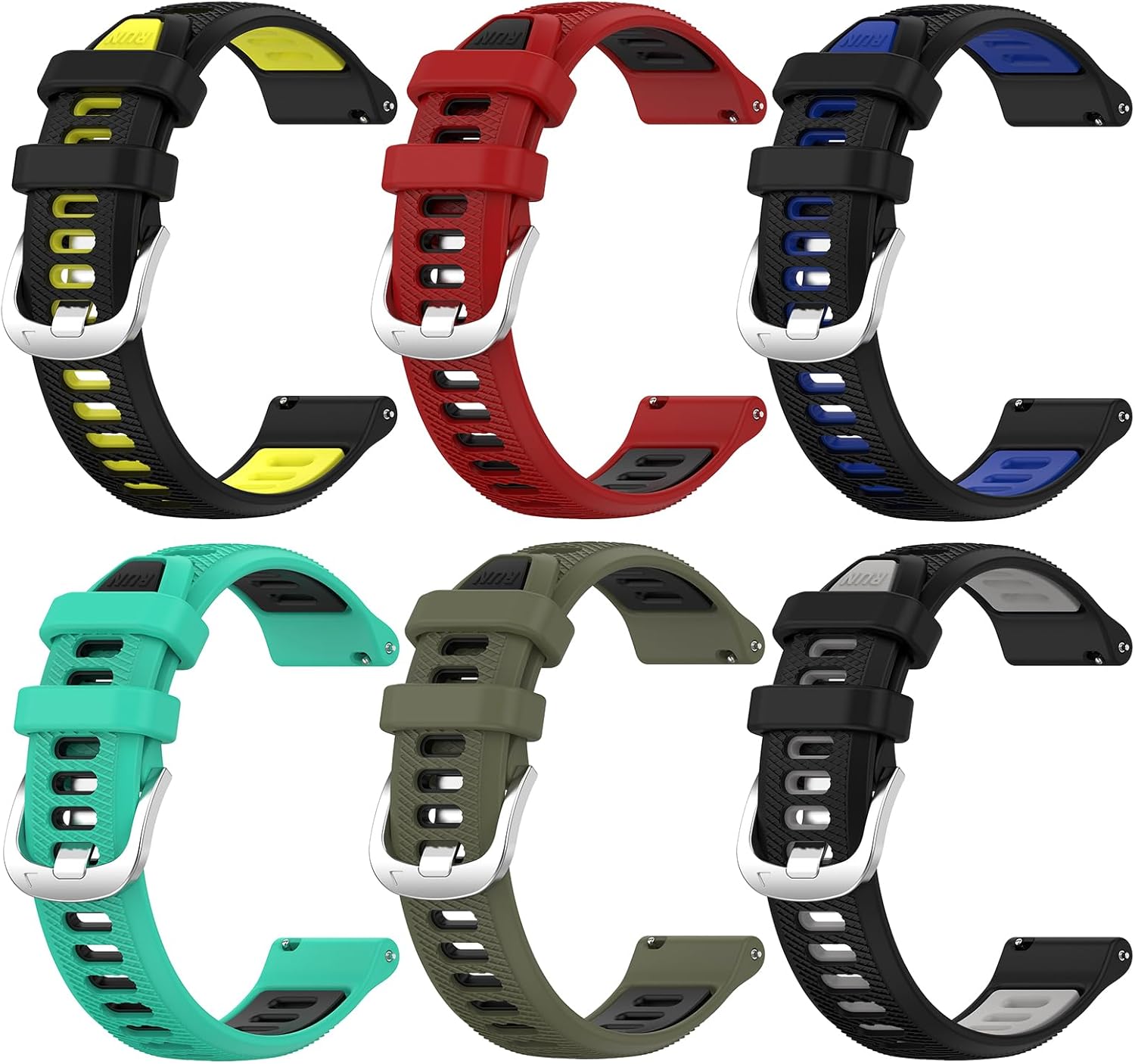 Bandas de silicona diseñadas para NiUFFiT Smart Watch P66LW36LW47 Smartwatch Paquete de 6 correas de 0.866 pulgadas de liberación rápida ajustables