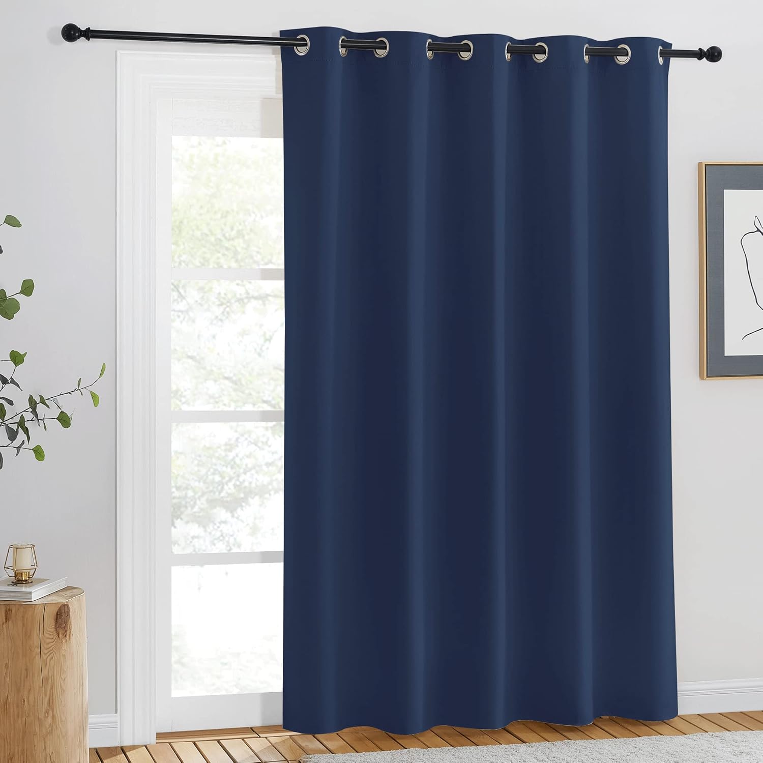 NICETOWN Cortina blackout azul marino para ventanas de 84 pulgadas de largo, oscurecimiento de habitación, ahorro de energía, aislamiento térmico,