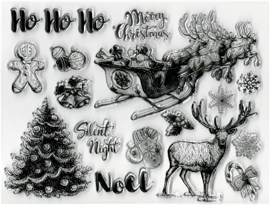 Sellos de Navidad para hacer tarjetas, sellos transparentes, sello de feliz Navidad, para hacer tarjetas de Navidad, sellos de goma, sello de árbol
