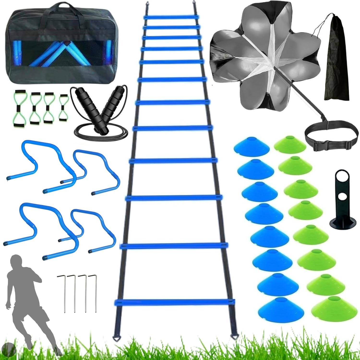 Agility Training Equipment, Kids Soccer Hurdles Agility Ladder Equipment Set Agility Training kit for Football, Soccer, Basketball Tennis,Speed