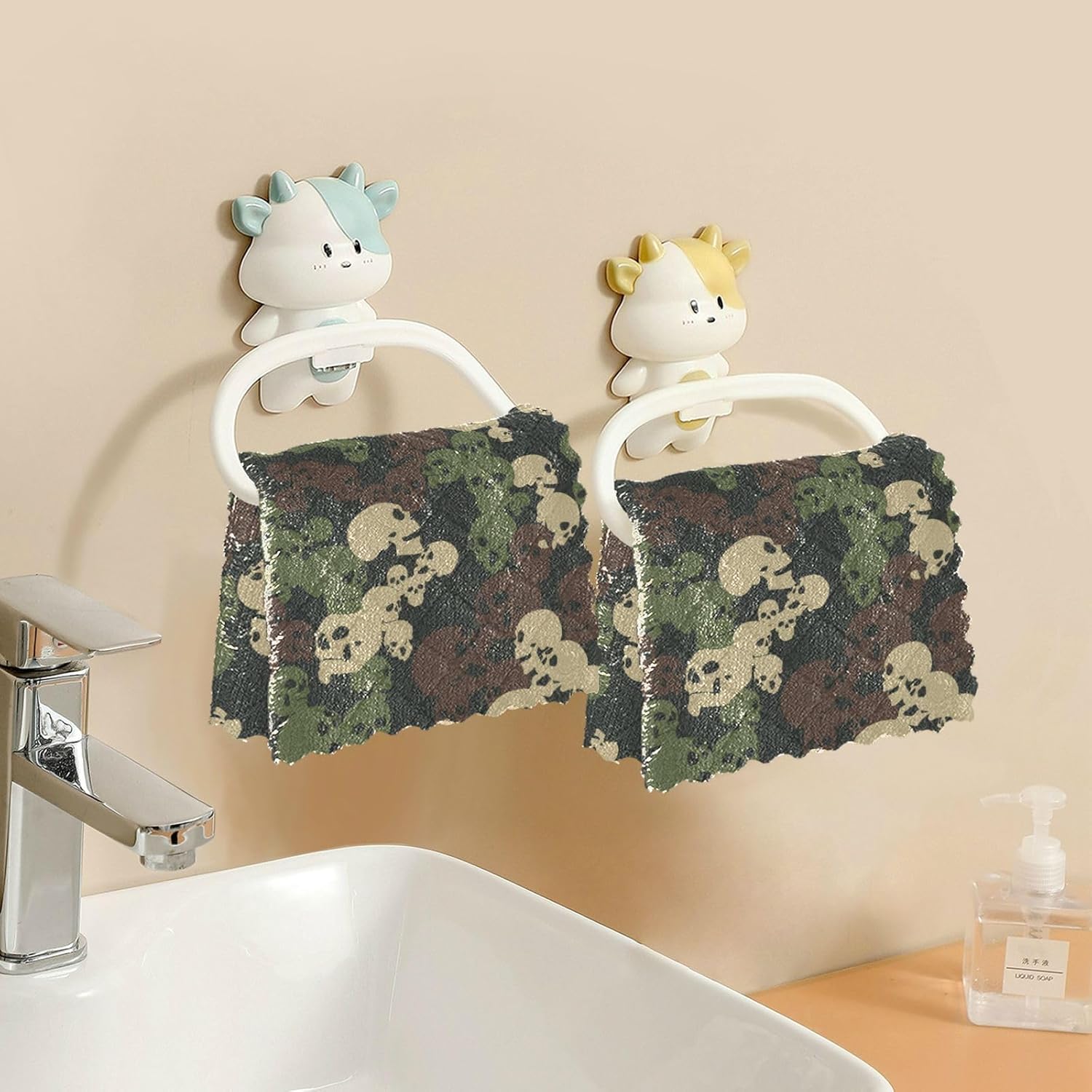 Halloween Skull Camo Set of 6 Fast Drying Microfiber Towels for Kitchen Decorative Soft Microfiber Drying Towel Kitchen for Bathroom Coffee