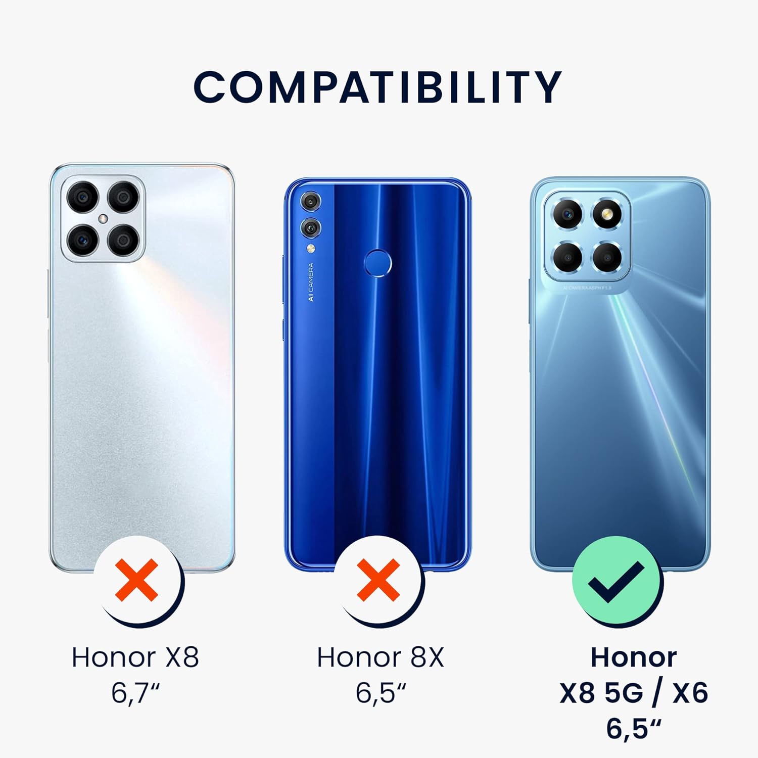 kwmobile Funda compatible con Honor X8 5G  X6  70 Lite 5G – Funda protectora delgada de TPU para teléfono – Acabado mate suave – Negro mate