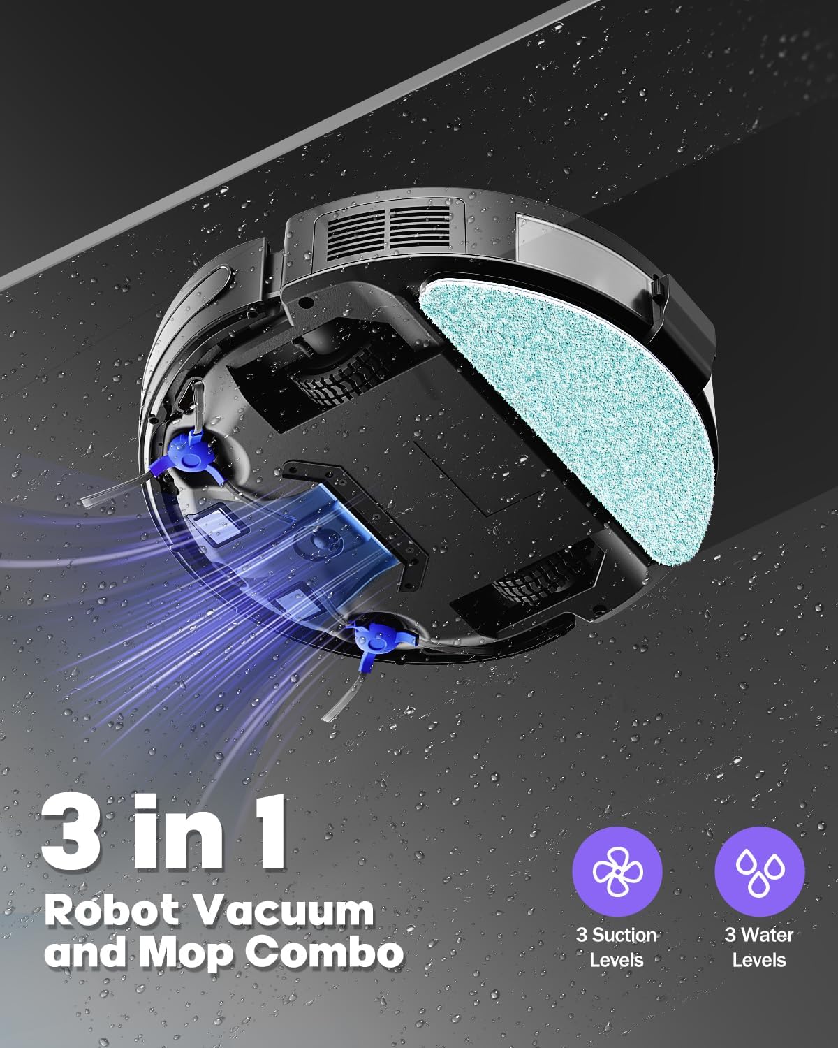 Robot aspirador y trapeador, 5000 Pa Robot Vaccum, WiFiBluetoothAlexaAppControl remoto, Aspiradora robótica con control de voz, autocarga, ideal