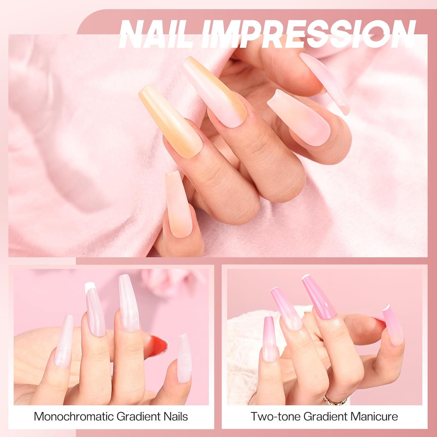 Morovan Kit de esmalte de uñas de gel, 6 colores, pintura de manicura degradada, juego de esmalte de uñas de gel, pintura de uñas acrílica, 6