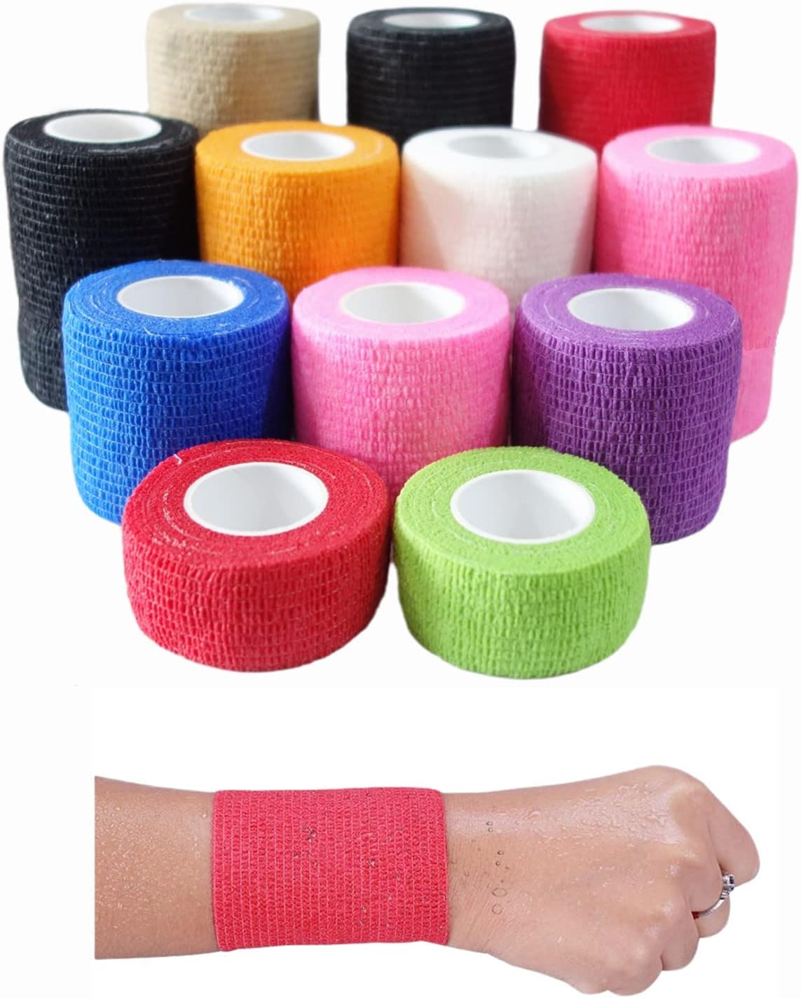 Transun Moo Paquete de 6 vendajes autoadhesivos de 2 pulgadas x 5 yardas, envoltura transpirable y cohesiva para mascotas, cinta elástica