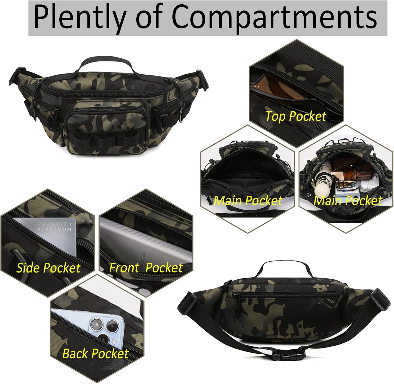Cangurera táctica, pequeña bolsa de aparejos de pesca, resistente al agua, bolsas de cintura militares portátiles para almacenamiento de pesca al