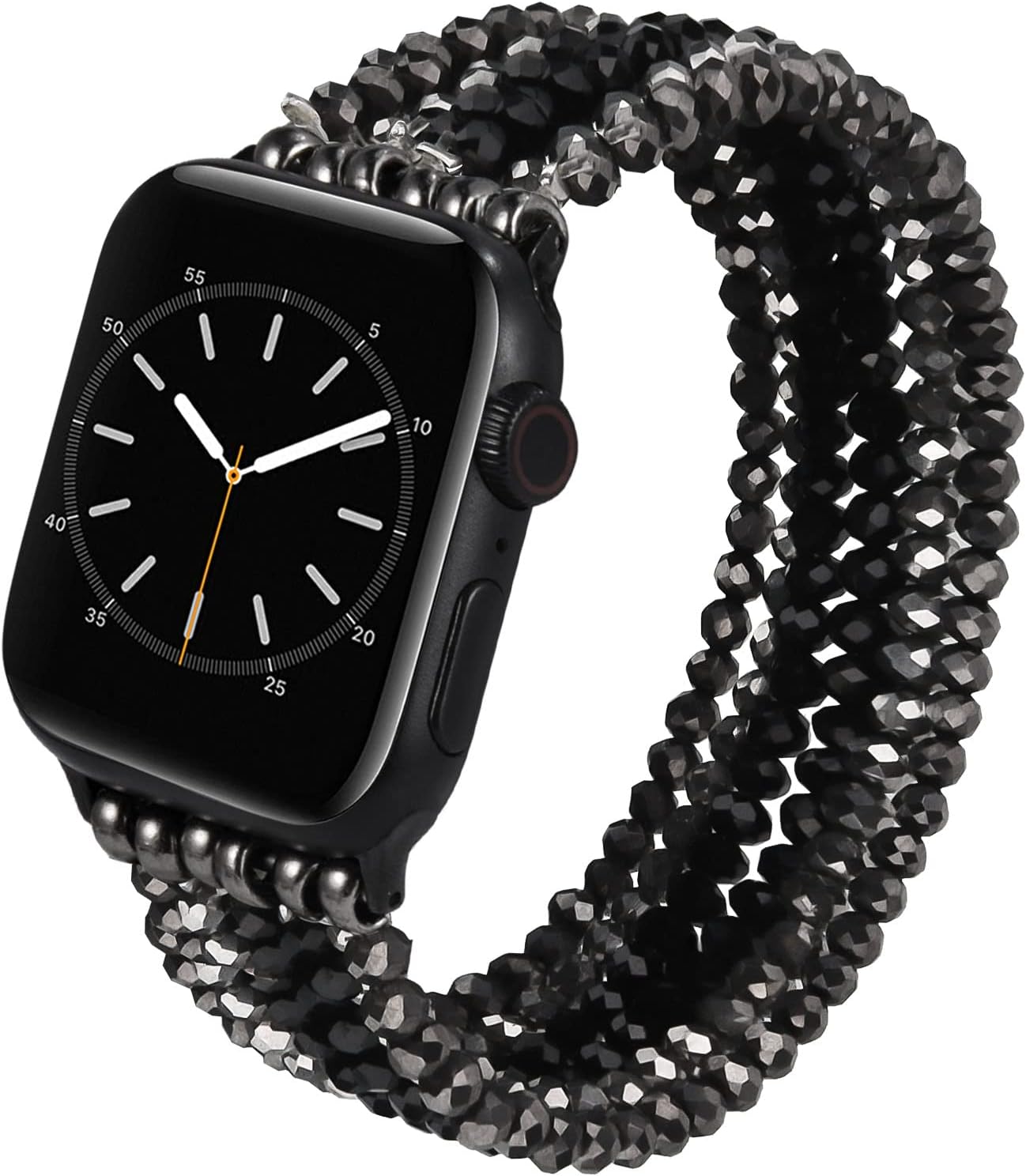 V-MORO Bandas de cuentas compatibles con Apple Watch Band hechas a mano, elásticas y elegantes pulseras de perlas de cristal para iWatch SE Series