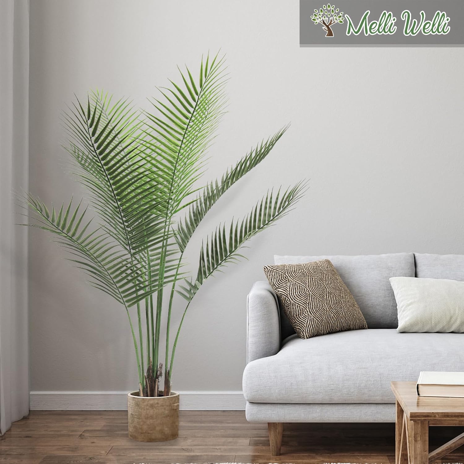 Palmera artificial de 4 pies con 9 troncos de imitación perfecta Dypsis Lutescens en maceta para interiores y exteriores, casa, oficina, jardín,