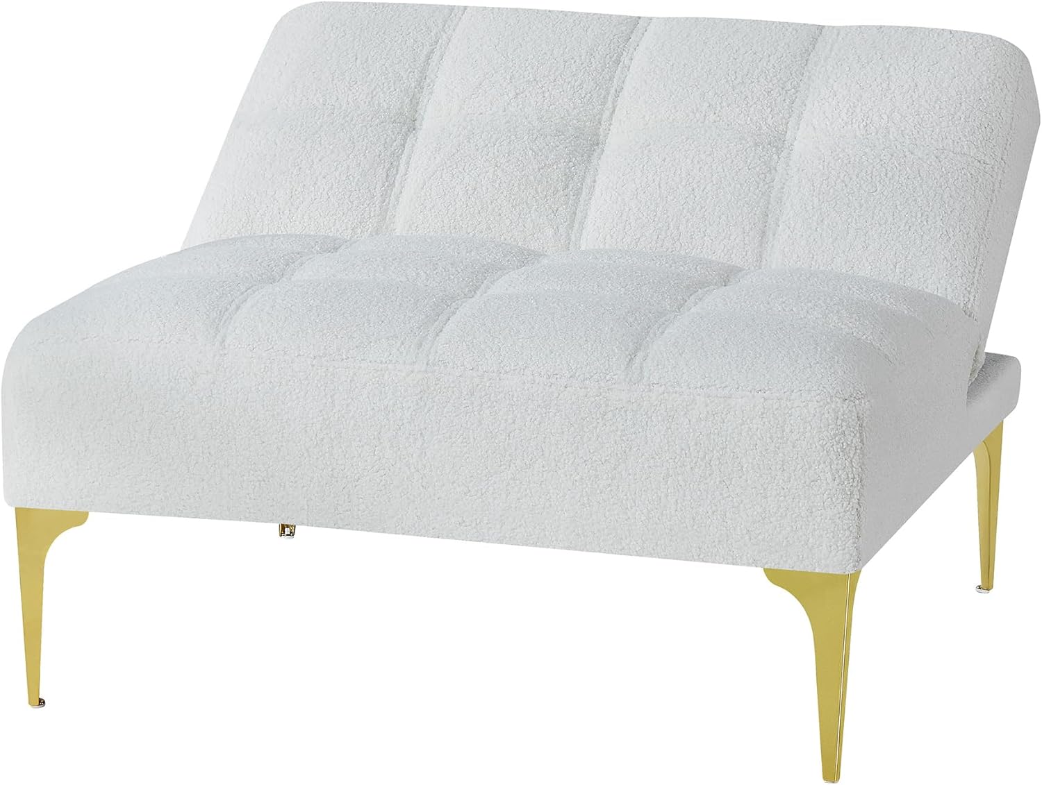 Sofá futón moderno, sofá individual, sofá cama convertible, sofá cama, patas de metal dorado, tela de peluche para sala de estar, apartamento,