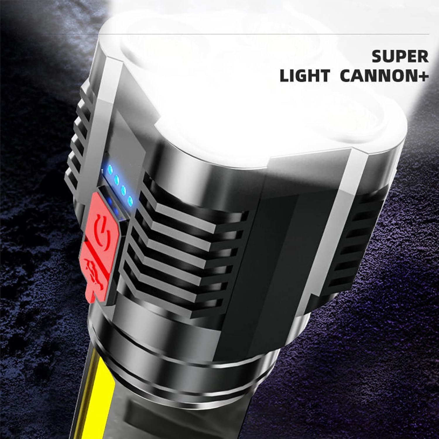 Linterna LED súper brillante recargable para campamento, lámpara de mesa, 4 modos con luz de trabajo COB, IPX6 impermeable, potente luz de flash de