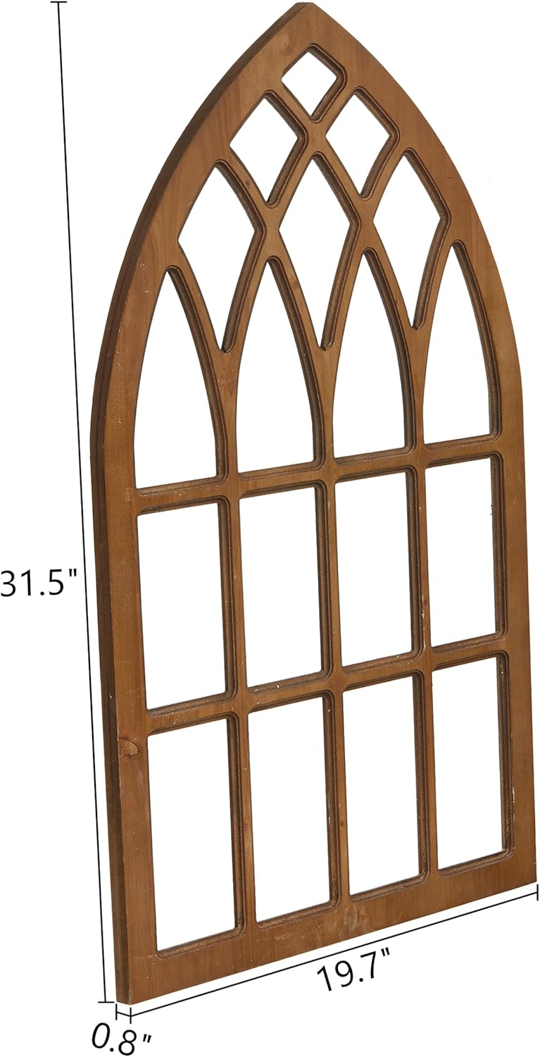 Sintosin Marcos de ventana de granja para decoración de pared de sala de estar de 20 x 32 pulgadas, marco de ventana de madera rústica arqueada