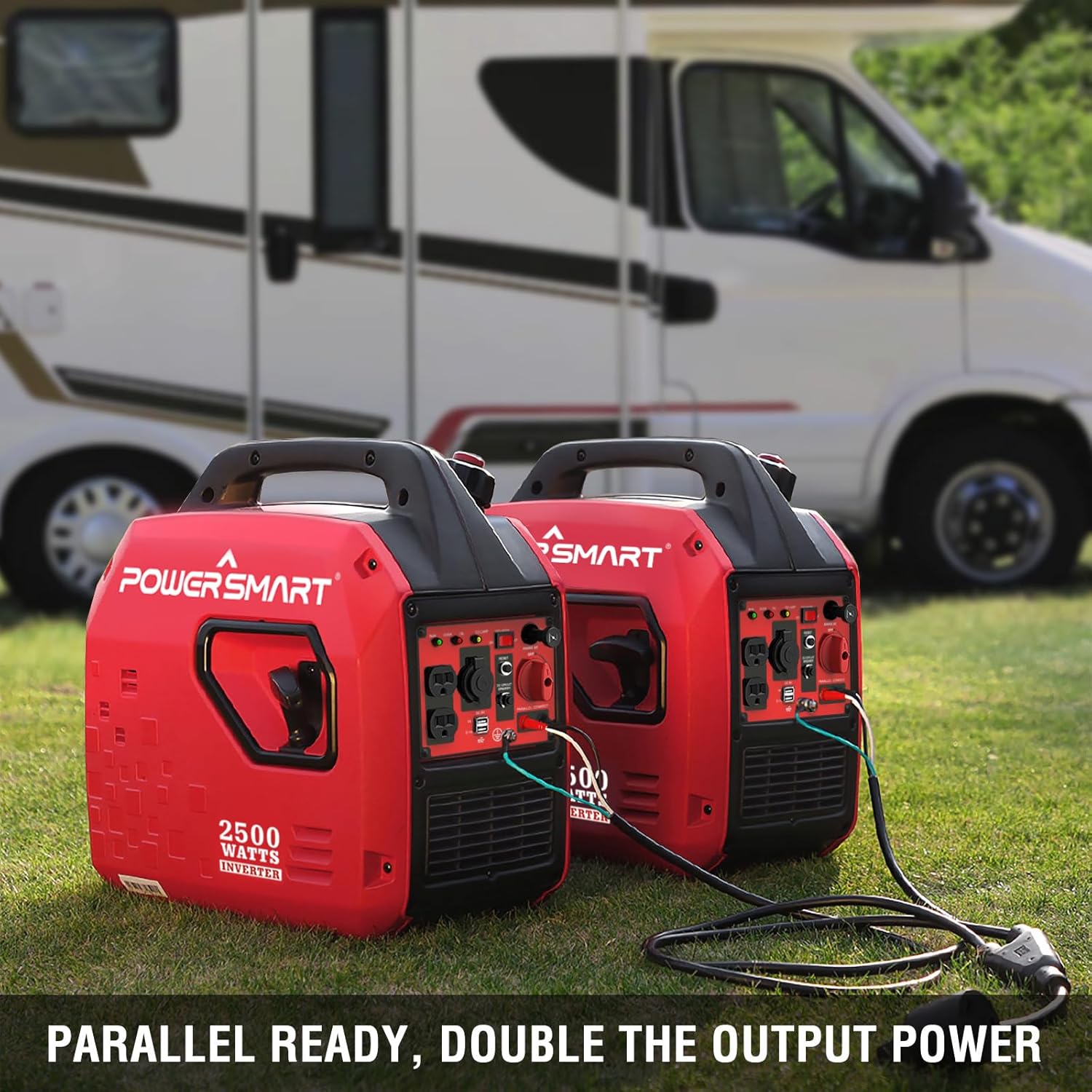 PowerSmart Generador inversor de gas portátil de 2500 vatios, súper silencioso, generador de alta eficiencia de combustible, ligero, compatible con