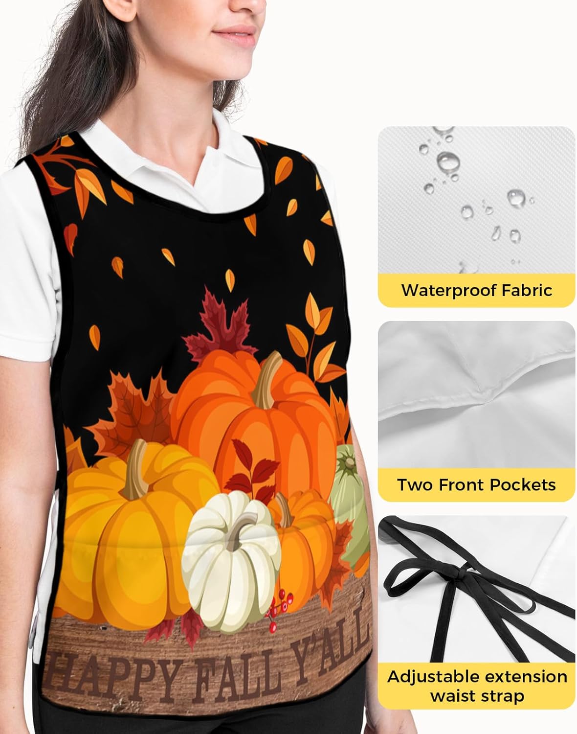 Universal Cobbler Apron with 2 Pockets Unisex Waterproof Chef Aprons Adjustable Washable Bib Apron