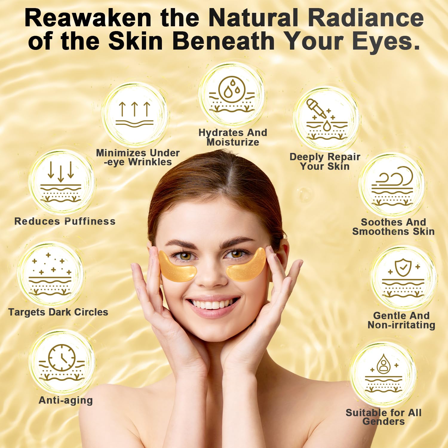 Under Eye Patches (24 Pairs) – 24K Gold Eye Masks Enriched with Abundant Collagen  Diminish Dark Circles and Puffiness  Anti-Aging, Smooth Fine