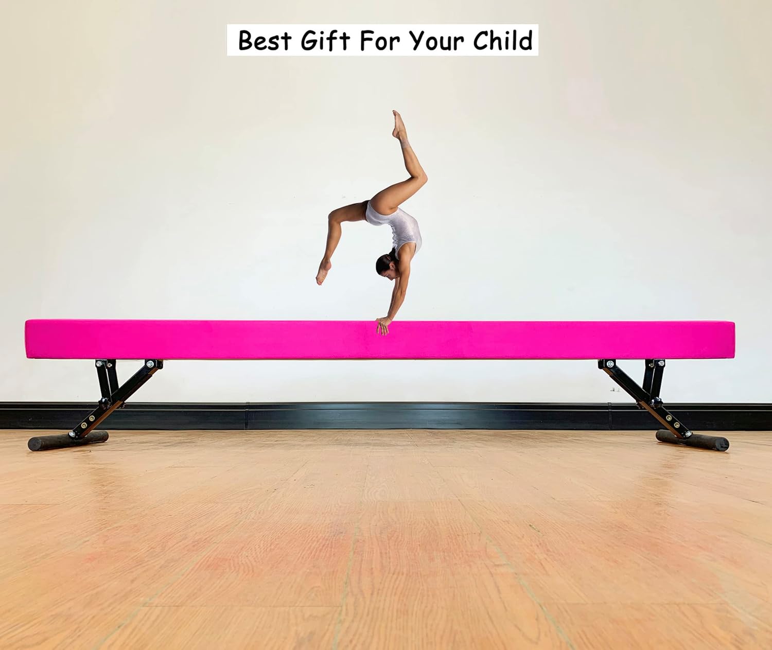 Viga de equilibrio ajustable de 8 pies de altura ajustable para niños y adolescentes de todos los niveles de gimnasia, equipo de gimnasia para
