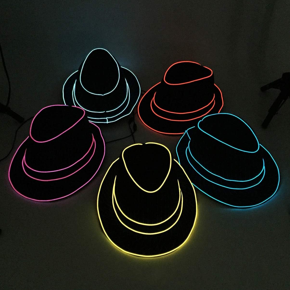 Holibanna – Sombrero de jazz parpadeante para escenario de rendimiento de Halloween, disfraz temático, fiesta de 1,5 V LED