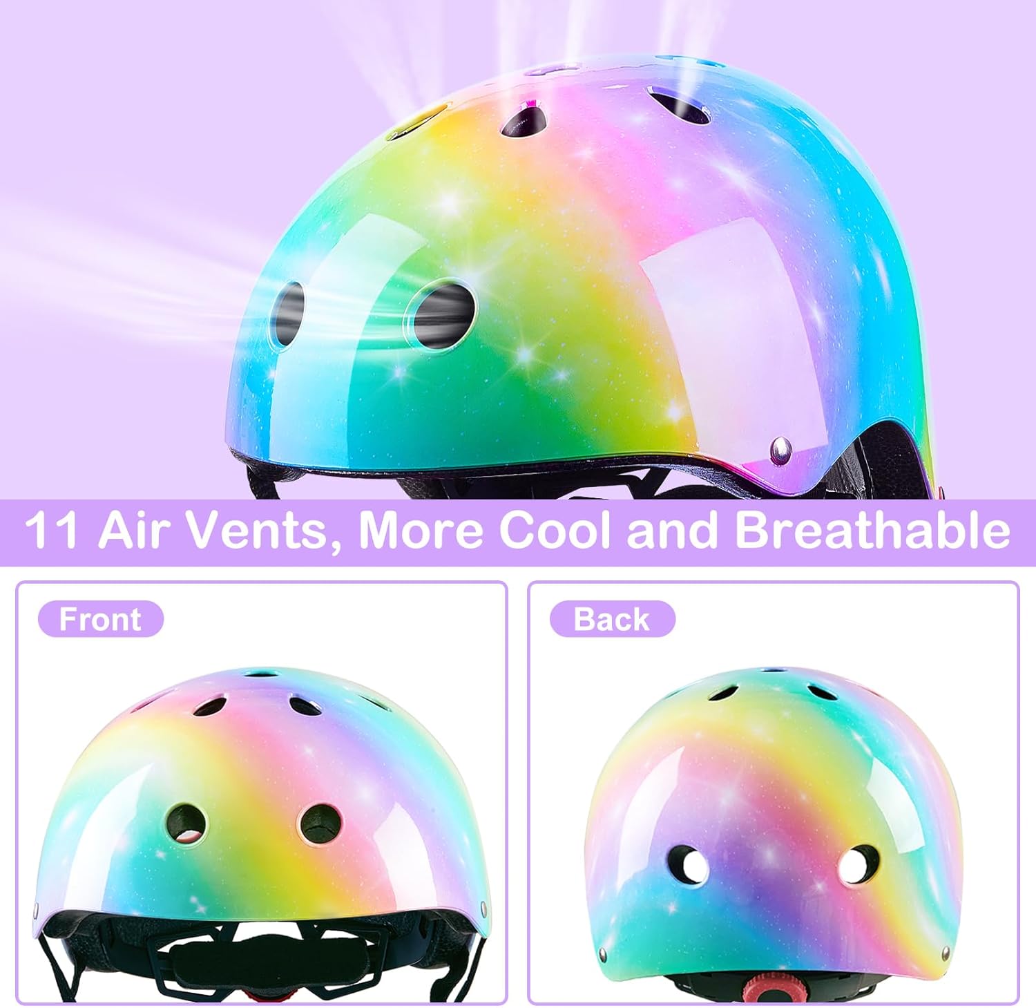 Kids Helmet Adjustable Toddler Helmet Durable Kids Bike Helmet for Girls Boys Colorful Bicycle Helmet for Cycling Skateboard Skating Scooter, 3-5-8
