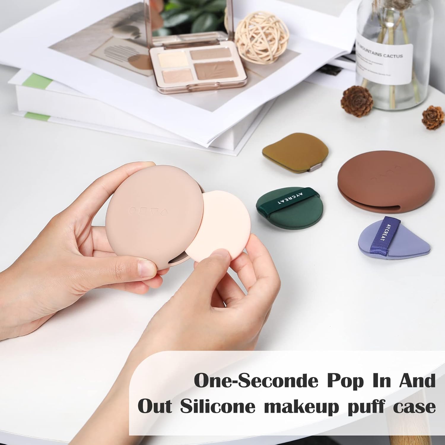 FVION Soporte de silicona para maquillaje para viajes, funda de silicona para soplo de polvo, protector de cubierta de licuadora de belleza