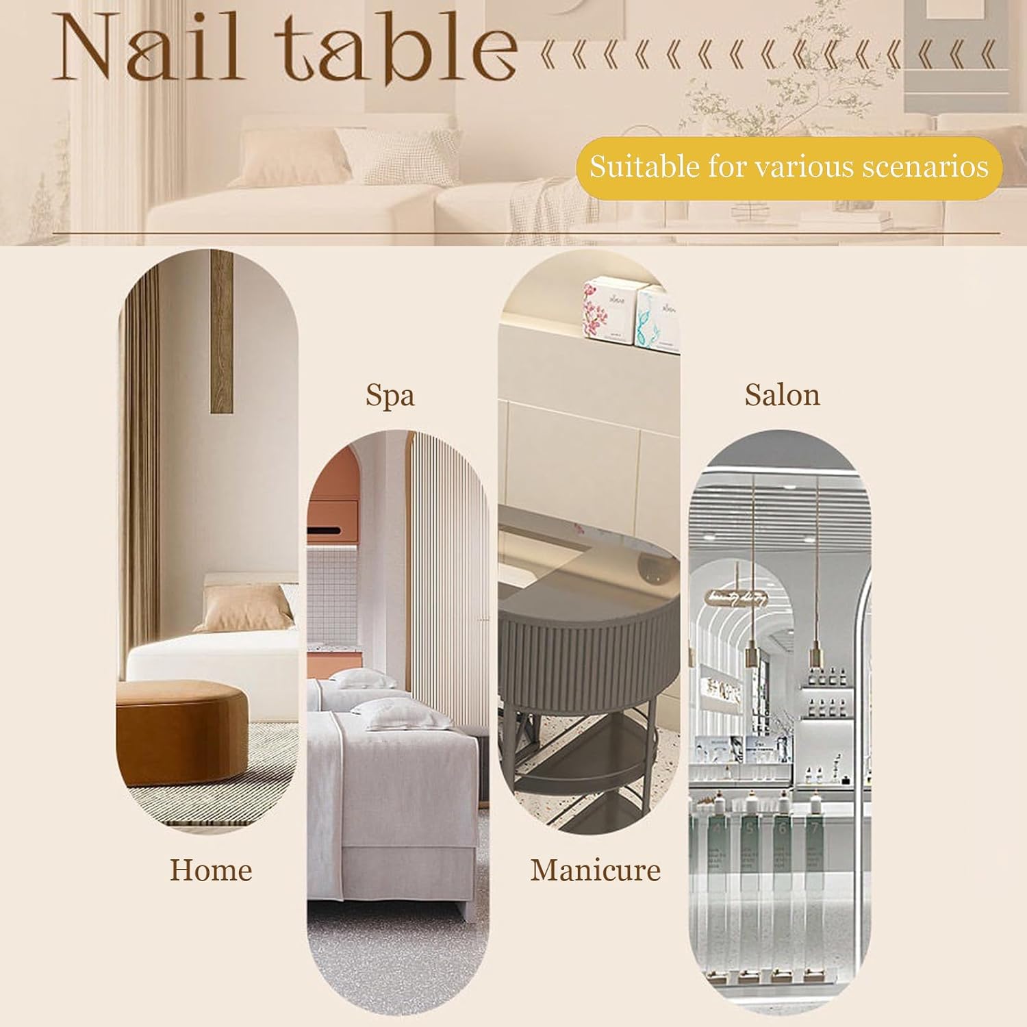 Hicomony Mesa de uñas blanca para tecnología de uñas, mesa de manicura con reposabrazos, colector de polvo de uñas, resistente a acetona, mesa de