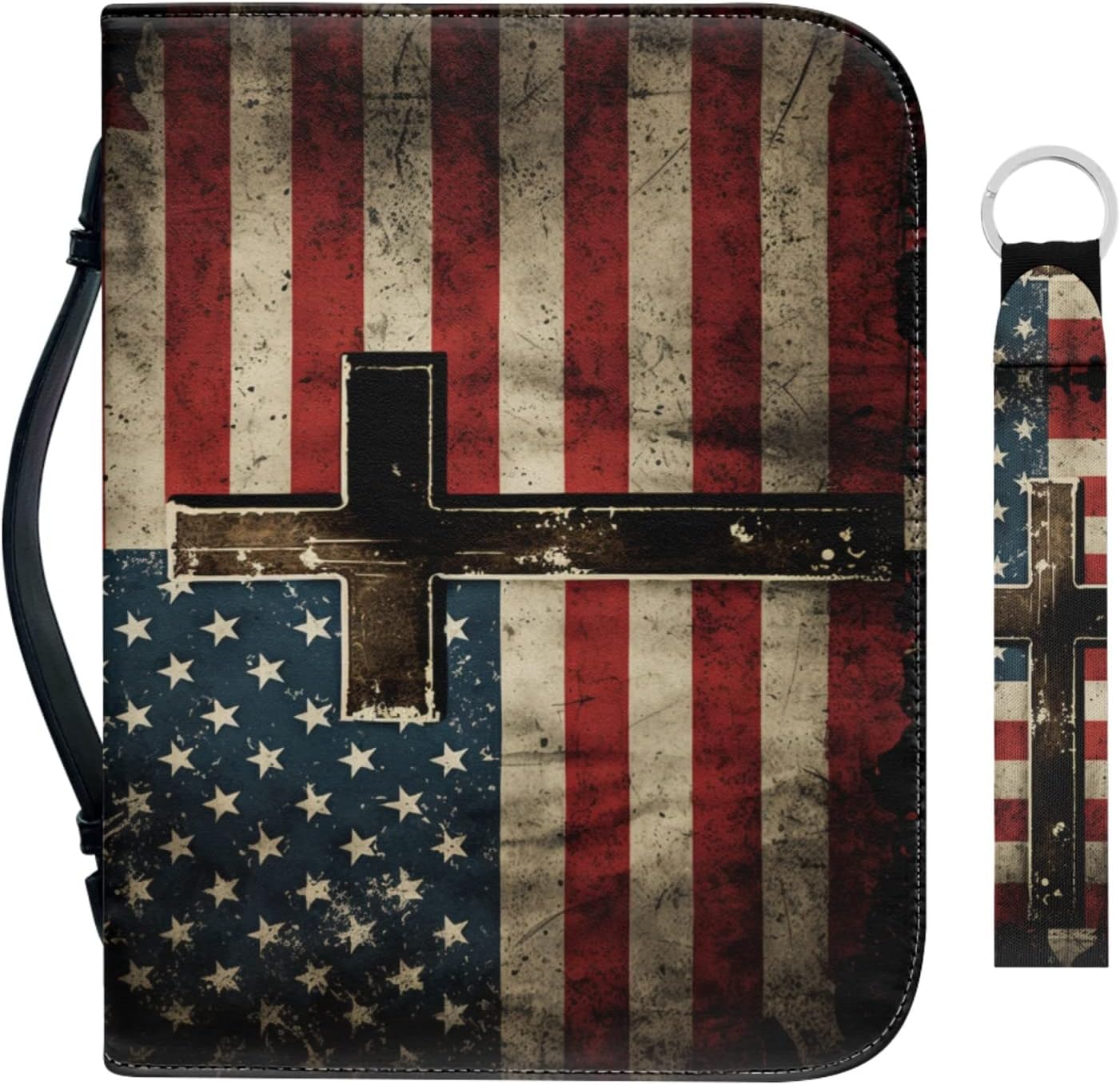 Bengbobar Funda de la Biblia con la bandera estadounidense para hombres y mujeres, funda para la Biblia del 4 de julio, Día de la Independencia,