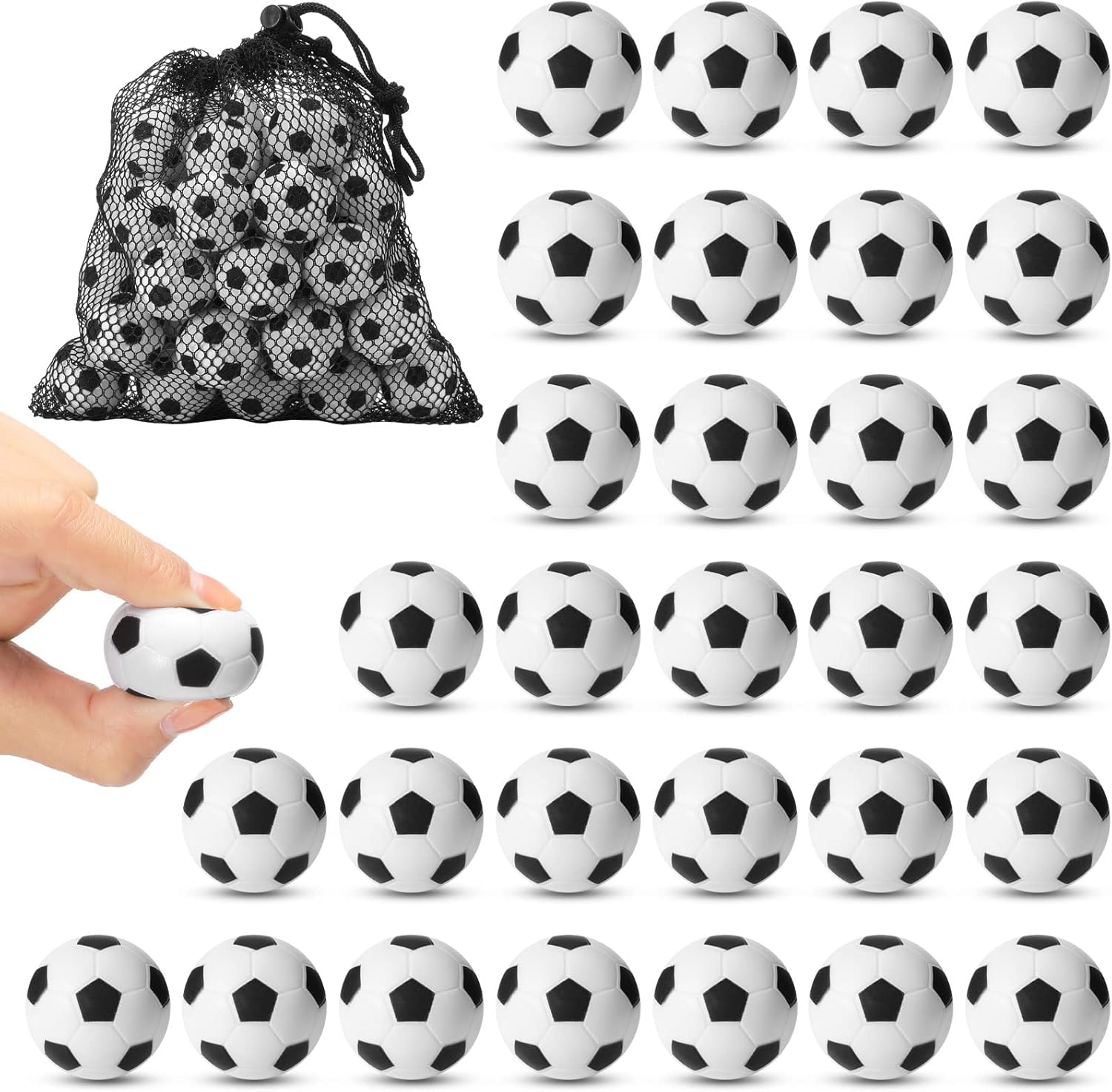 Paquete de 30 mini pelotas de fútbol de espuma deportivas, pelotas de estrés para fiestas de fútbol, pelotas de fútbol de 1.2 pulgadas para aliviar
