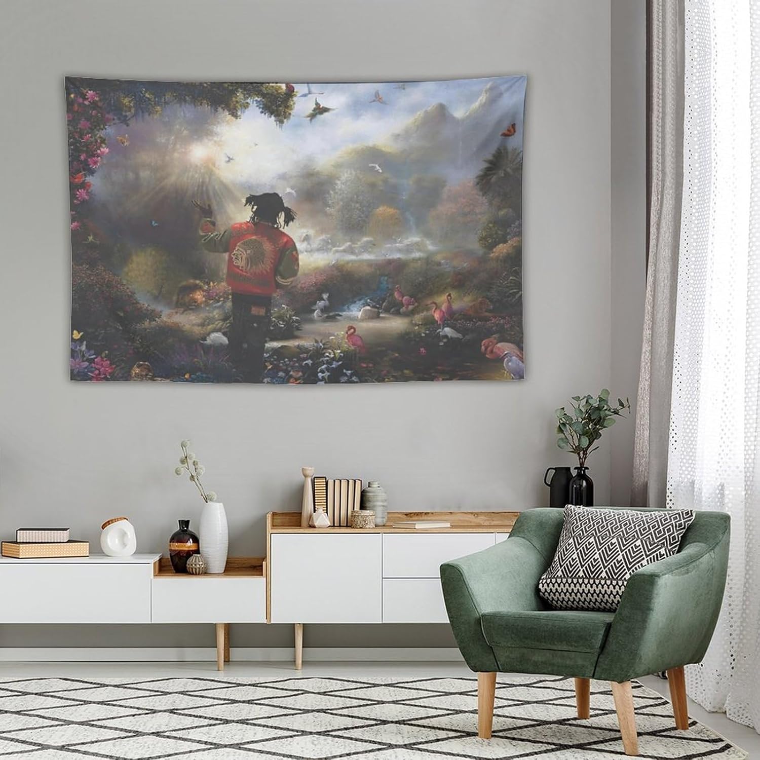 NOsawa Tapiz de rapero cantante para dormitorio, jefe, decoración del hogar, álbum de pared, divertido póster colgante con imagen, impresión de sala