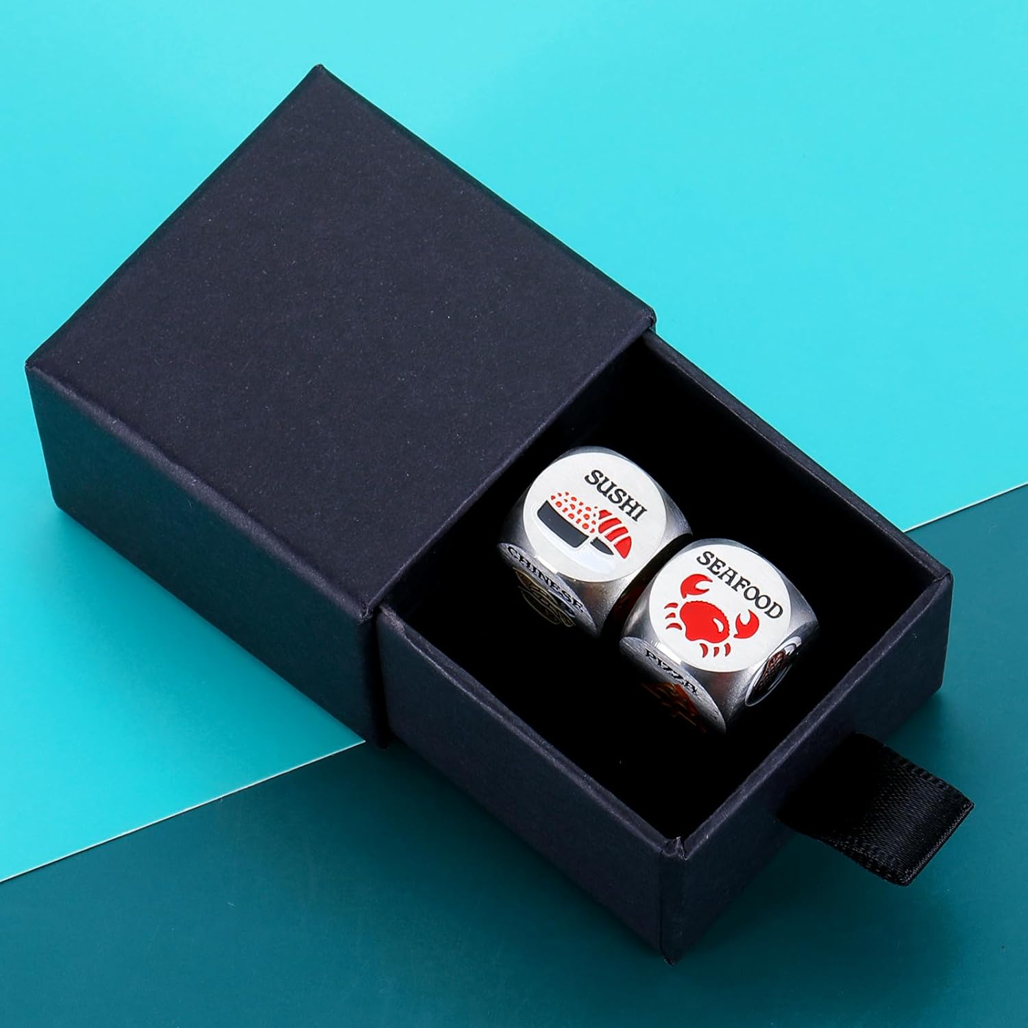 Regalos de noche de cita para novio, novia, día de San Valentín, Navidad, cumpleaños, parejas, decisión de comida, dados de 11 años de plata,