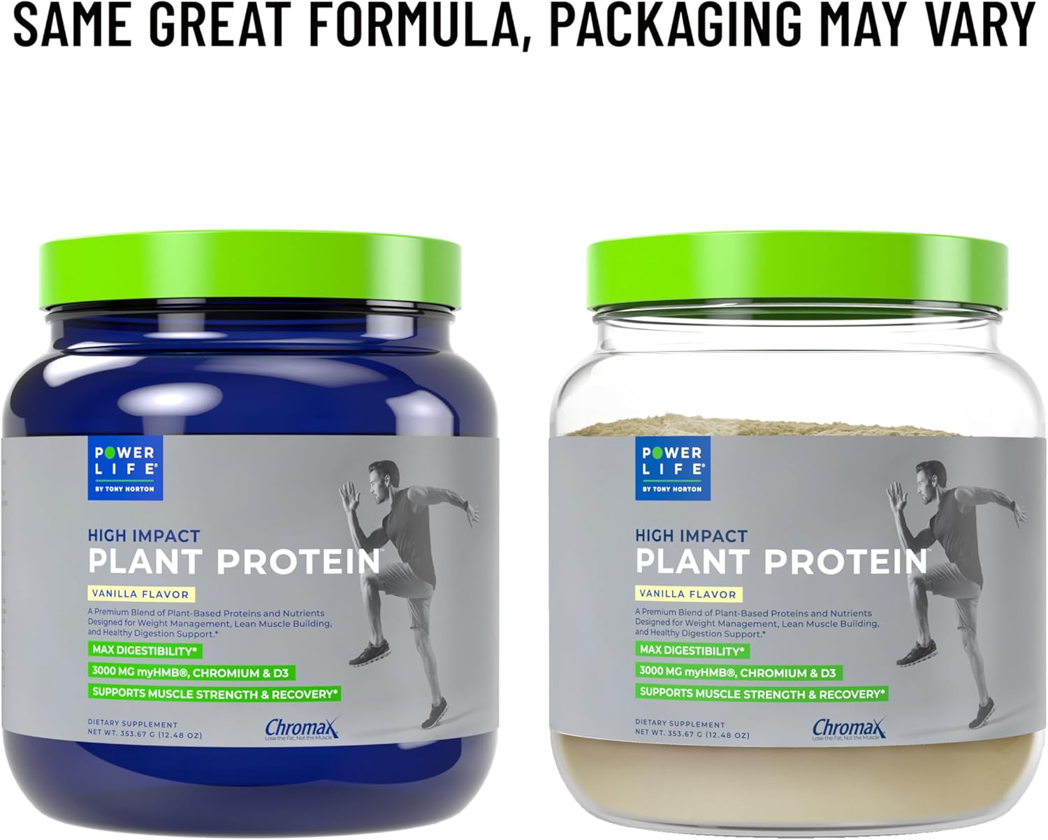 POWERLIFE Tony Horton – Proteína vegetal en polvo de alto impacto con 3000 mg de HMB, a base de plantas, sin azúcar añadido, vegano, apto para dieta