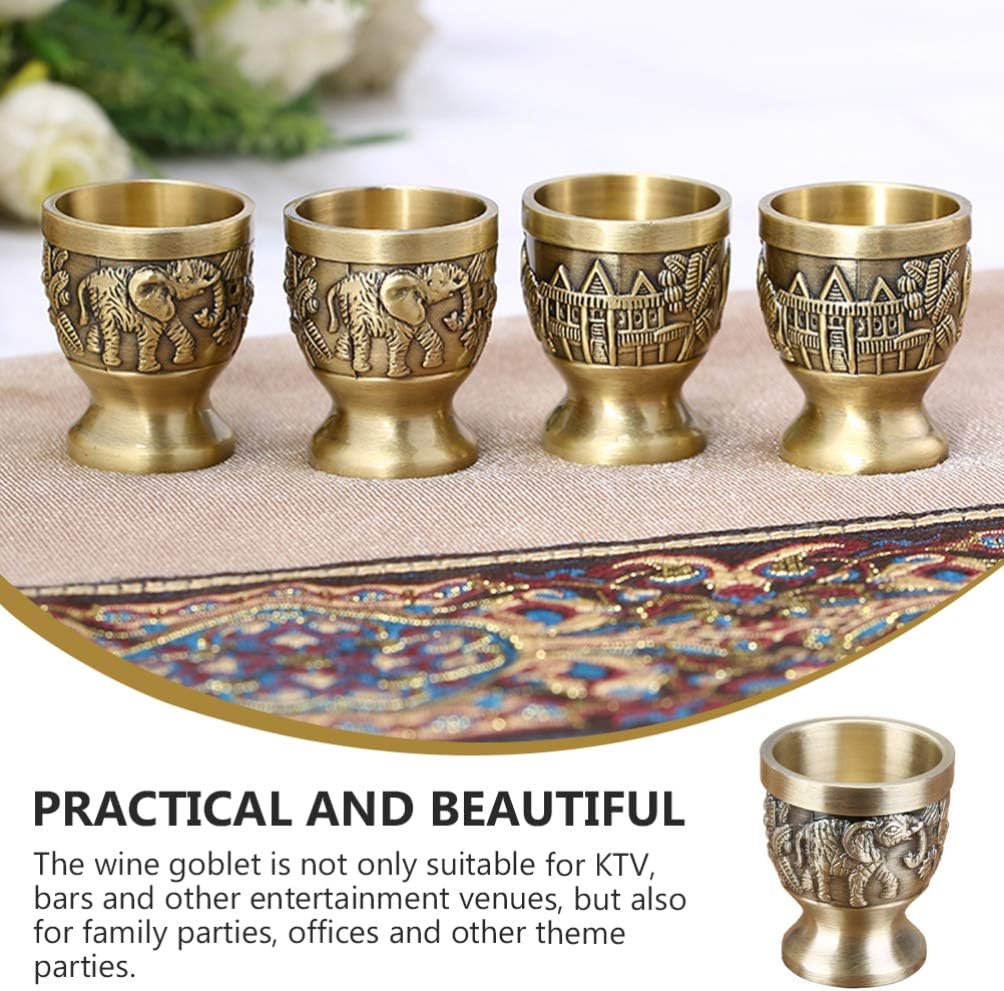 VICASKY Vaso de cristal de cáliz de bronce para whisky antiguo, copa de dram de whisky antiguo, mini taza de copa de vino, copa de cáliz de cáliz de