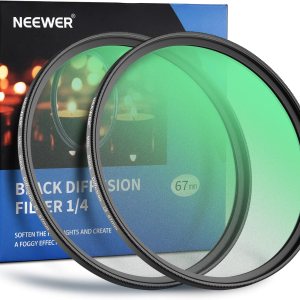 NEEWER Juego de 2 filtros de lente de difusión negra de 2.638 in, filtros de efecto cinematográfico de niebla de 14 y 18 con fundas de NEEWER Juego de 2 filtros de lente de difusión negra de 2.638 in, filtros de efecto cinematográfico de niebla de 14 y 18 con fundas de