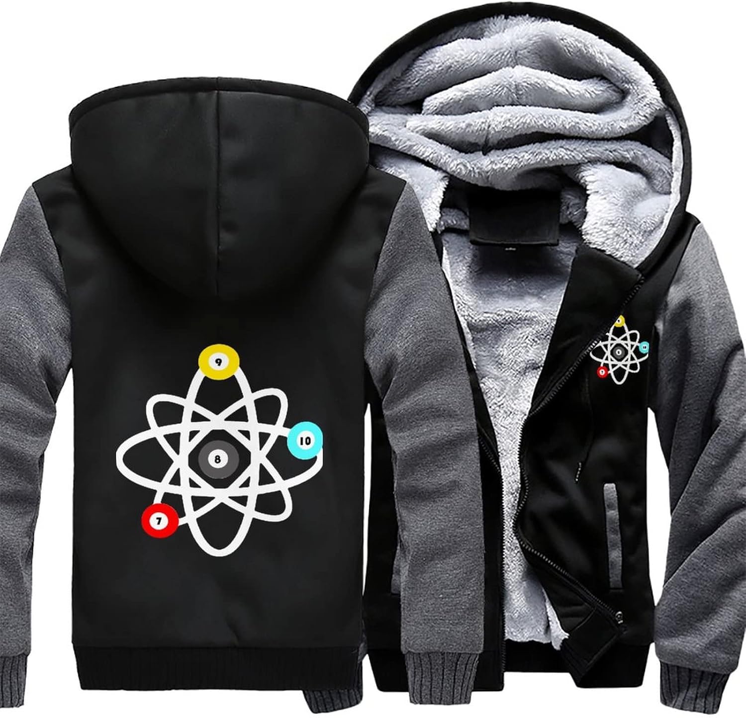 Funny Billiards Science Men’s Full Zip Hoodies Heavyweight Sweatshirt Fleece Warm Jacket