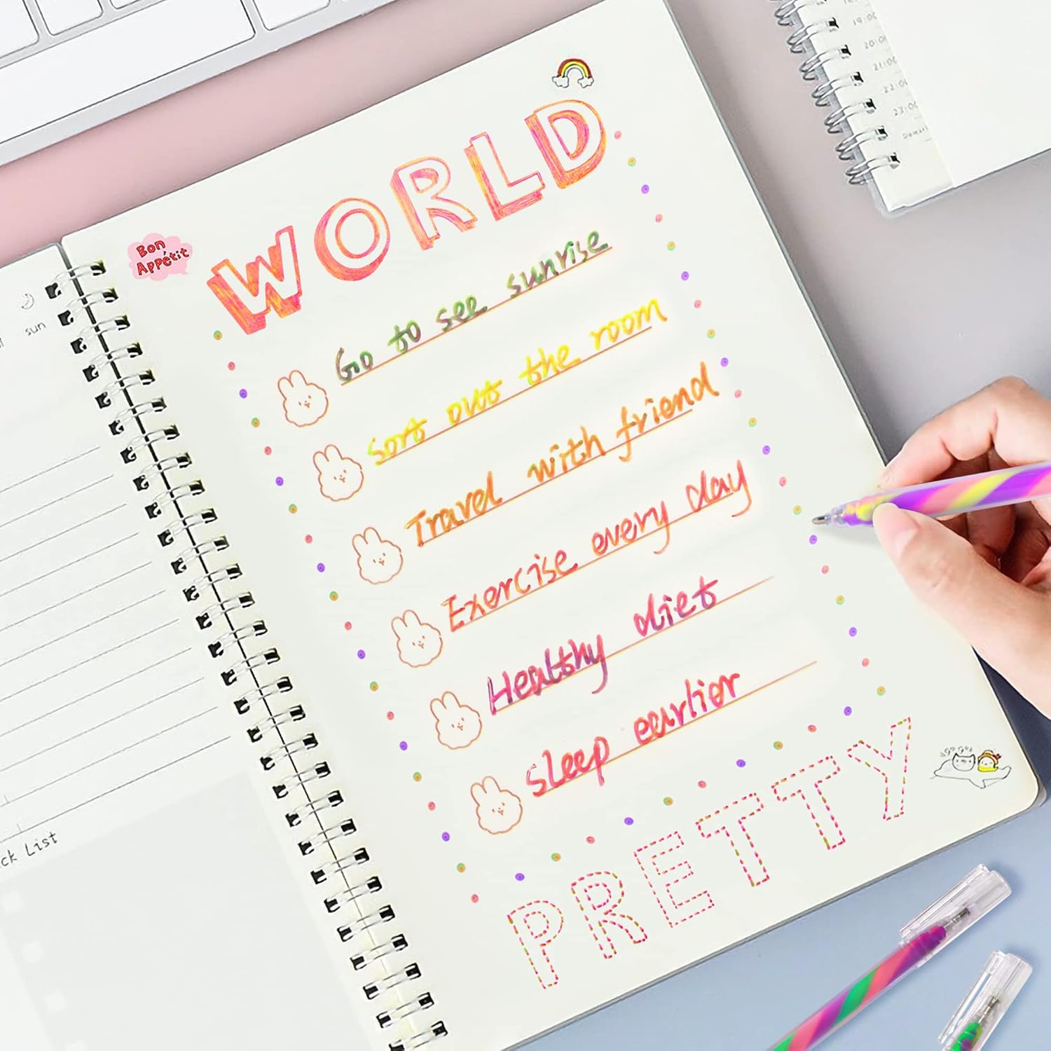 ZSCM – Paquete de 6 bolígrafos de gel de neón mágicos de 3 colores, Kawaii que cambian de color, juego de bolígrafos para colorear para adultos,
