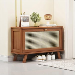 Organizador de almacenamiento moderno de ratán de plástico para entrada, zapatero de pie de bambú con puertas abatibles, tablero superior grande, Organizador de almacenamiento moderno de ratán de plástico para entrada, zapatero de pie de bambú con puertas abatibles, tablero superior grande,