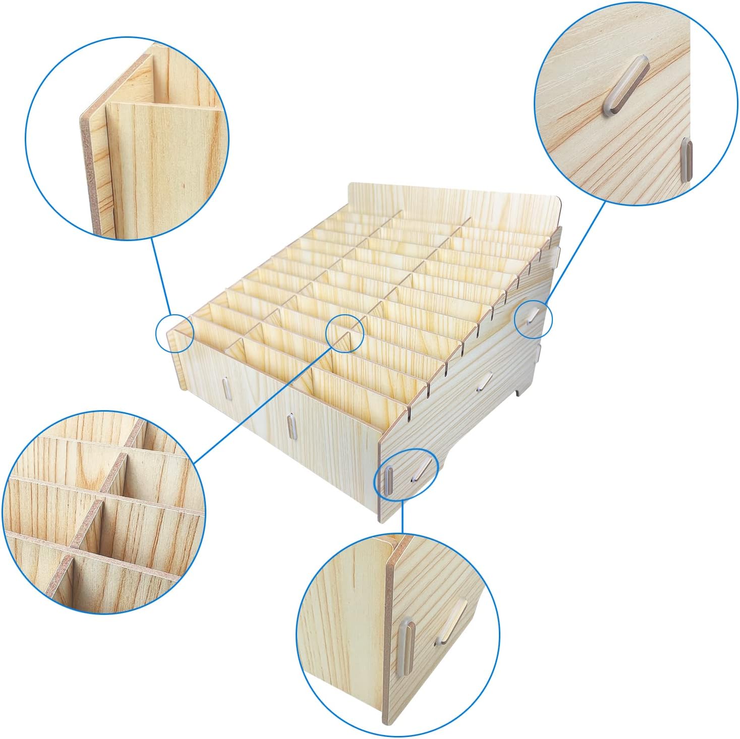 Hejall Wooden Desktop Storage Box Mobile Phone Management Storage Box Creative Desktop Office Meeting Finishing Grid Multi Cell Phone Rack Display