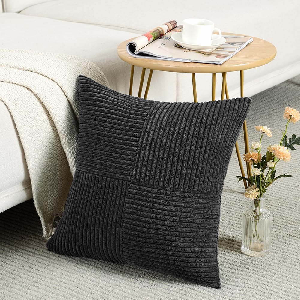 Fancy Homi Fundas de almohada decorativas negras de 16 x 16 pulgadas para sala de estar, sofá, cama, sillón, rústico, bohemio, decoración del hogar,