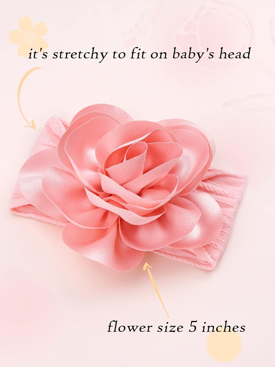 Ayesha Diademas de flores para bebés y niñas, diademas de nailon suaves y elásticas de gasa floral, accesorios para el cabello para recién nacidos,