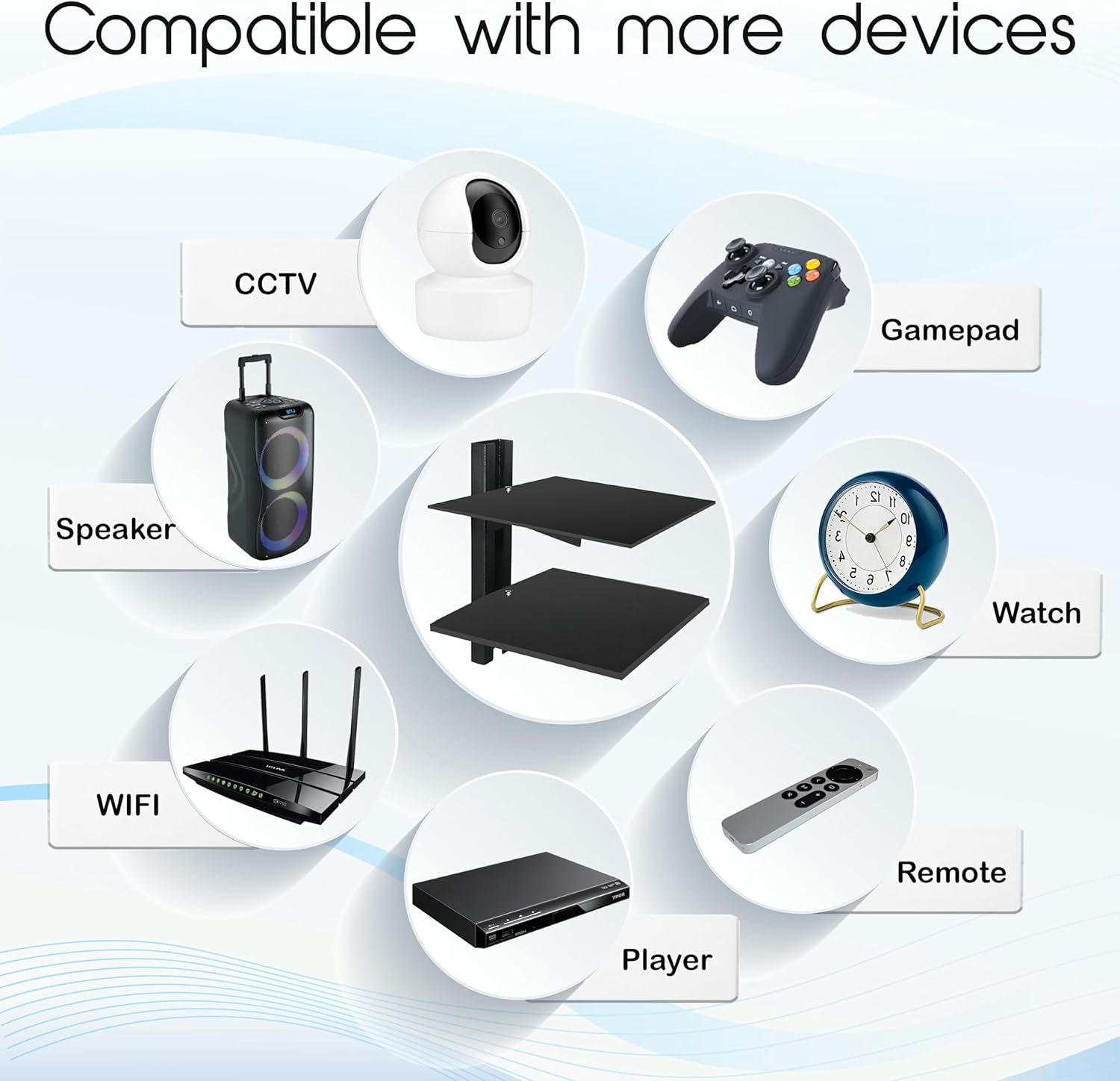 Estantes centrales de entretenimiento de pared – Estante para proyector – Estantes flotantes para TV, reproductores de DVD, consolas de juegos,