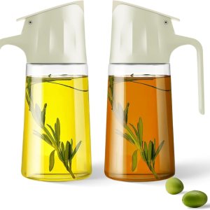 Botella dispensadora de aceite de cocina para cocina, paquete de 2, dispensador de aceite de oliva y botella infusora, botella de aceite de 17 Botella dispensadora de aceite de cocina para cocina, paquete de 2, dispensador de aceite de oliva y botella infusora, botella de aceite de 17