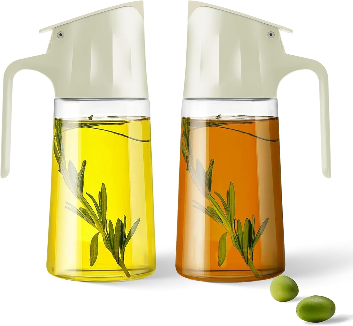 Botella dispensadora de aceite de cocina para cocina, paquete de 2, dispensador de aceite de oliva y botella infusora, botella de aceite de 17