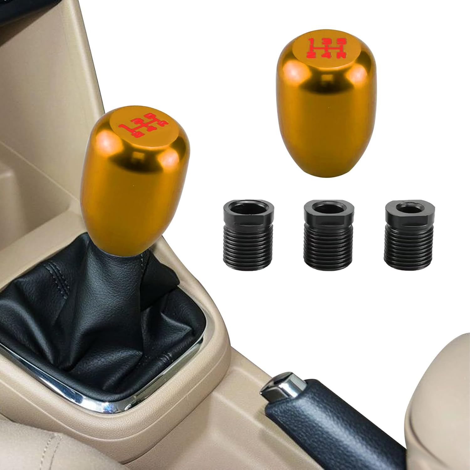 Pomo de palanca de cambios para automóvil, perilla de cambio de transmisión manual, palanca de cambios para automóvil con adaptadores, perilla de
